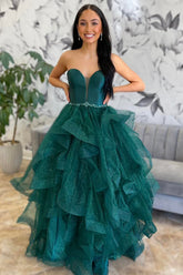 Emerald Green Prom Dress Sweetheart Long Evening Dress