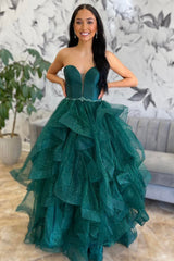 Emerald Green Prom Dress Sweetheart Long Evening Dress