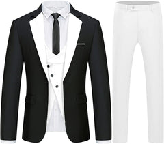 Fancy Black and White 3 Piece Men's Prom Suit