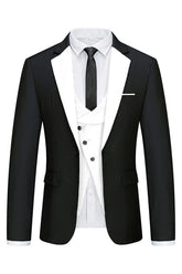 Fancy Black and White 3 Piece Men's Prom Suit