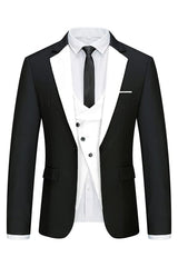 Fancy Black and White 3 Piece Men's Prom Suit