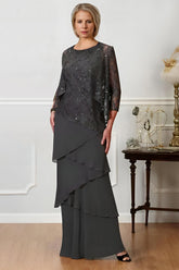 Floor-Length A-Line Mother of the Bride Dresses with Jewel Neck
