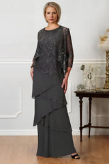 Floor-Length A-Line Mother of the Bride Dresses with Jewel Neck