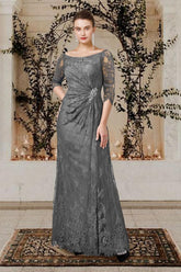 Floor-Length A-Line Princess Gown with Jewel Neckline for the Mother of the Bride