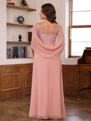 Floor-Length A-Line Princess Scoop Mother of the Bride Dresses with Pleated & Sequins