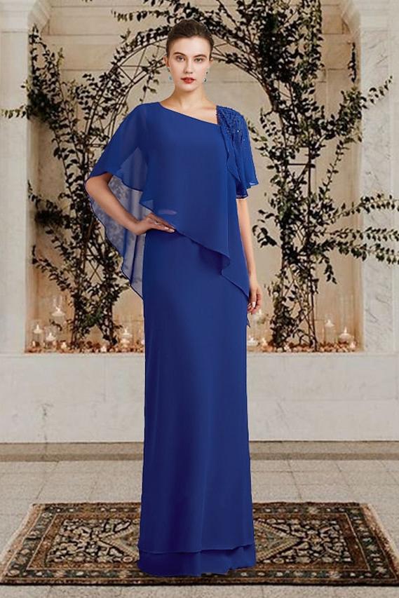 Floor-Length Bateau Neck Mother of the Bride Sheath/Column Dresses