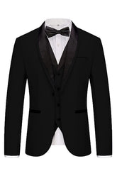 Formal Black 3 Piece Shawl Lapel Men's Wedding Suit