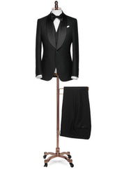 Formal Black Shawl Lapel 3 Piece Wedding Suit