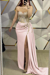 Gold Mermaid Prom Dress Sweetheart Beaded Evening Dress