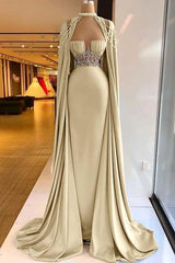 Green Mermaid Prom Dress Halter Neck Beaded Evening Dress