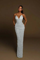 Green Mermaid Prom Dress Sweetheart Sleeveless Sequined Evening Dress