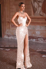 Green Prom Dress Mermaid Sweetheart Sleeveless Sequined Evening Dress