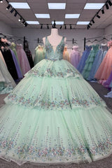 Green Quinceanera Dress Sweet 15 Evening Dress Crystal Sleeveless Ball Gown Beading Sweet 16 Dress