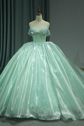 Green Quinceanera Dress Sweet 15 Evening Dress Crystal Sleeveless Ball Gown