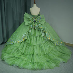 Green Quinceanera Dress Sweet 15 Evening Dress Crystal Sleeveless Beading Ball Gown Dress
