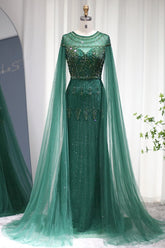 Green Sheath/Column Prom Dress Beaded Evening Dress