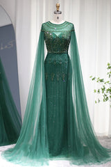 Green Sheath/Column Prom Dress Beaded Evening Dress