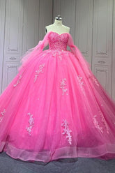 Hot Pink Quinceanera Dress Sweet 15 Evening Dress Crystal Sleeveless Beading Ball Gown Dress