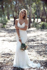 Ivory Beach Wedding Dress Lace Mermaid Beach Wedding Dress
