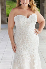 Ivory Plus Size Beach Wedding Dress Lace Apppliques Mermaid Off the Shoulder Bridal Dress