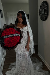 Ivory Off the Shoulder Prom Dress Mermaid Formal Dress with Beadings and Rhinestones