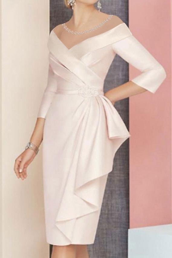 Knee-Length V-Neck Sheath/Column Mother of the Bride Dresses