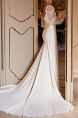 Lace Trumpet/Mermaid Square Neckline Elastic Satin Wedding Dresses