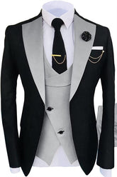 Light Gray Three Piece Shawl Lapel Prom Suit