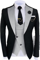 Light Gray Three Piece Shawl Lapel Prom Suit