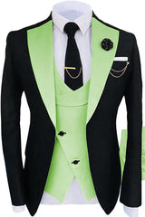 Light Green Shawl Lapel 3 Piece Slim Fit Prom Suit