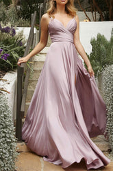 Light Purple Sheath/Column Bridesmaid Dress Spaghetti Straps Evening Dress