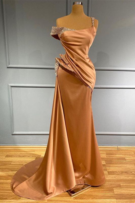 Long Off the Shoulder Ruffles Mermaid Evening Dress with Beads