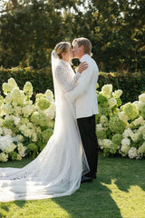 Long Sleeve Beach Wedding Dress Lace High Neck Mermaid Bridal Gown