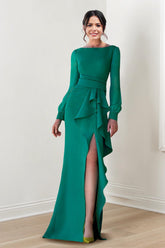 Long-Sleeved Sheath/Column Mother of the Bride Gown