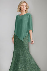 Luxurious Floor-Length Chiffon Mother of the Bride Dress with Scoop Neck and Beading Sequins