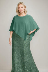 Luxurious Plus Size Mother of the Bride Chiffon Dress with Beading Sequins Scoop Neck and Floor-Length