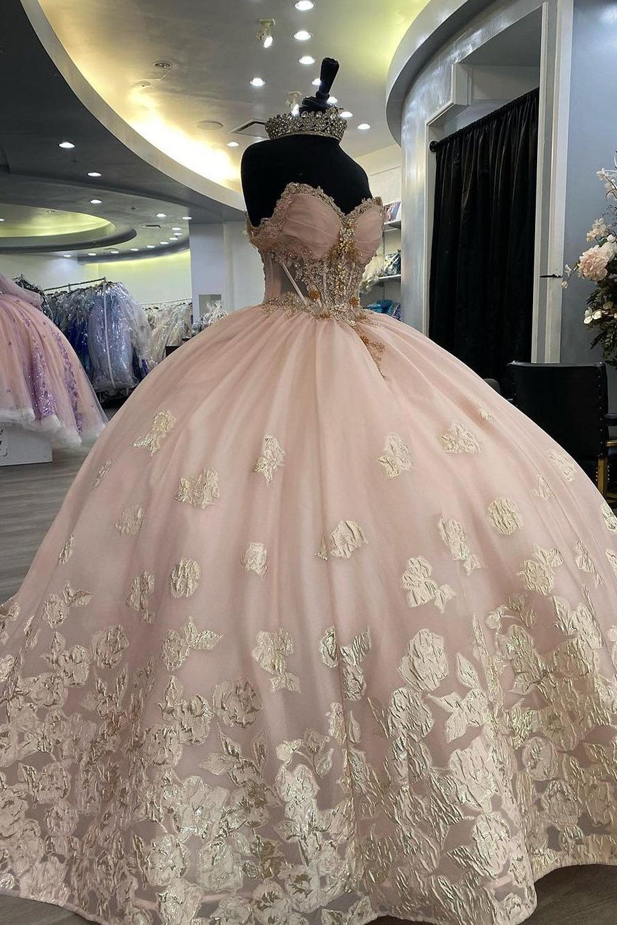 Dreamyannie UK Luxury Ball Gown Sweetheart Neck Off Shoulder Lace Appliques Beaded Pink Tulle Quinceanera Dress Princess Prom Party Gown For Sweet 16 Dreamyannie UK Luxury Ball Gown Sweetheart Neck Off Shoulder Lace Appliques Beaded Pink Tulle Quinceanera Dress Princess Prom Party Gown For Sweet 16