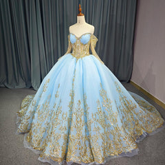 Luxury Blue Quinceanera Dress Tulle Ball Gown Birthday Party Sweet 16 Dress
