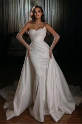 Luxury Satin/Sequined Wedding Dresses with Detachable Trumpet/Mermaid Sweetheart Silhouette