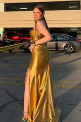 Mermaid Prom Dress Emerald Green Sweetheart Corset Satin Evening Dress with Slit