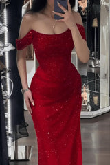Mermaid Prom Dress Sequined Off the Shoulder Evening Dress