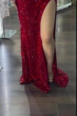 Mermaid Prom Dress Sleeveless Sequined Sweetheart Evening Dress