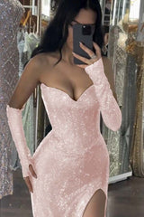 Mermaid Prom Dress Sleeveless Sequined Sweetheart Evening Dress