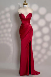 Mermaid Prom Dress Sleeveless Sweetheart Satin Evening Dress