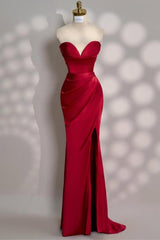 Mermaid Prom Dress Sleeveless Sweetheart Satin Evening Dress