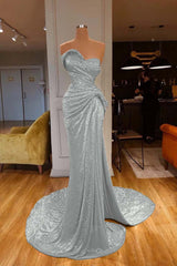 Mermaid Prom Dress Sleeveless Sweetheart Sequined Evening Dress