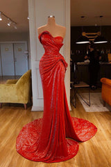 Mermaid Prom Dress Sleeveless Sweetheart Sequined Evening Dress