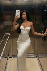 Mermaid Satin Prom Dress Sleeveless Sweetheart Evening Dress