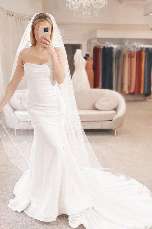 Mermaid Sweetheart Wedding Dresses with Ruffle Simple
