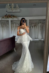 Mermaid Tulle Lace Sweetheart Sleeveless White Wedding Dress Bridal Gown With Appliques